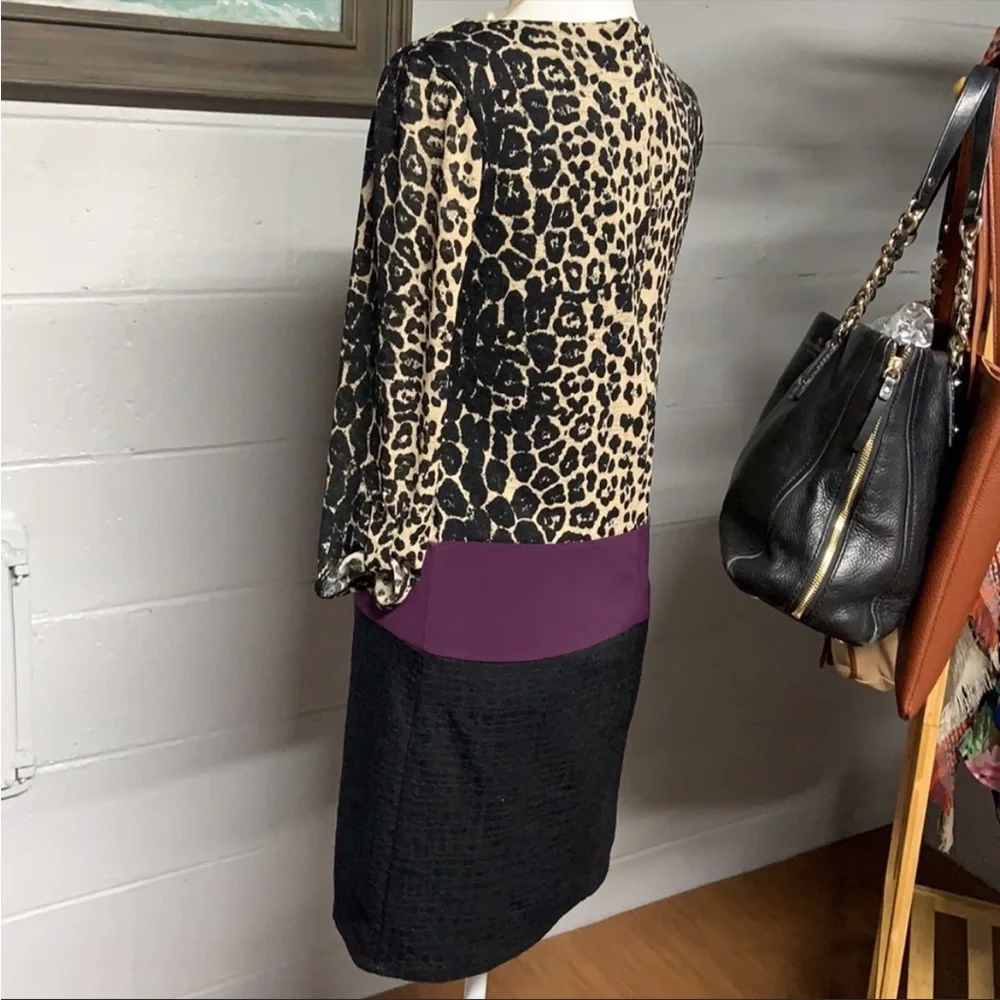 Luxology animal print color block dress